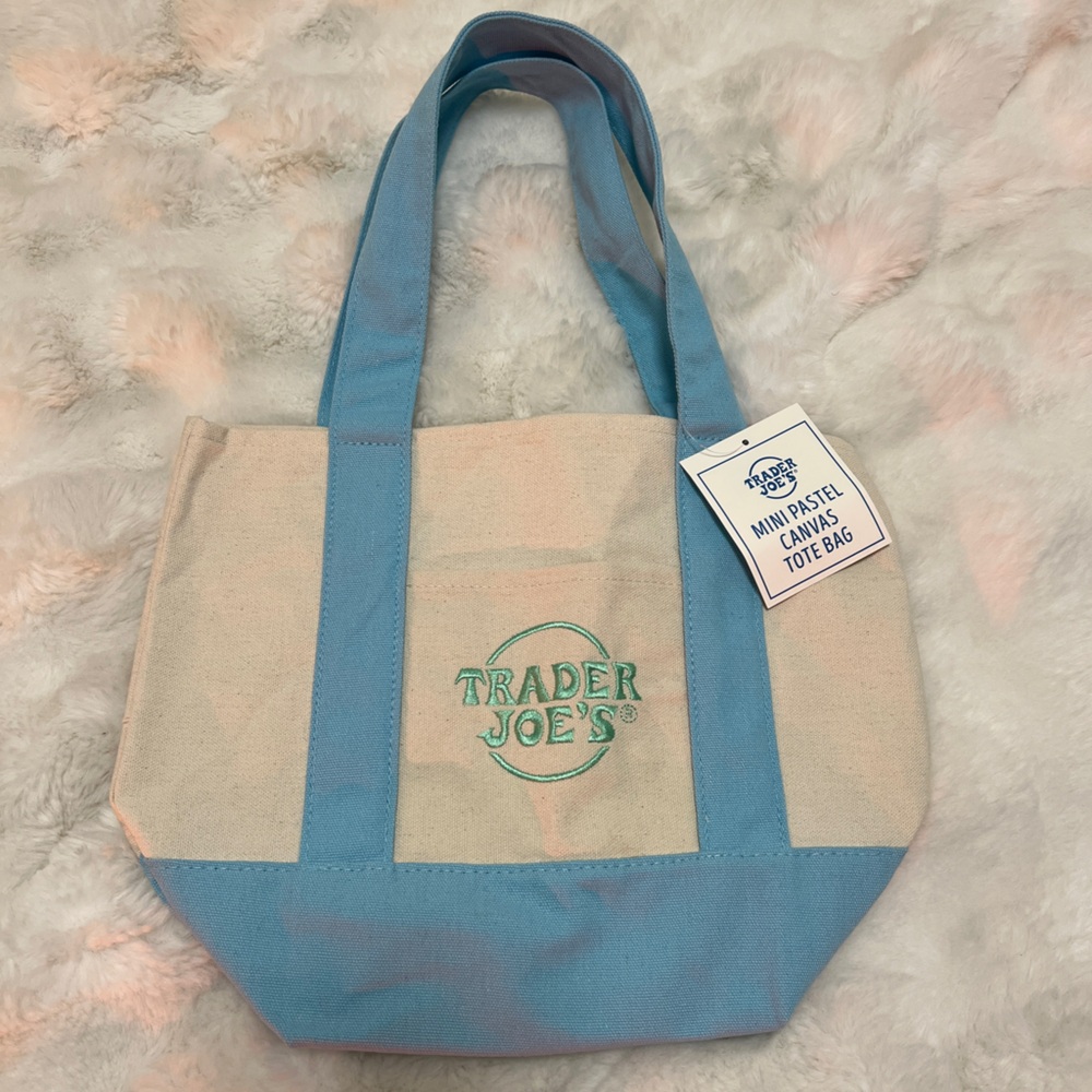 Blue and Green Embroidered Spring Trader Joe’s Tote
